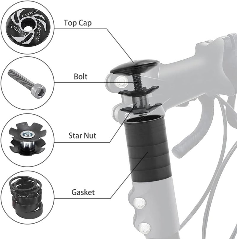 SeonFook 9Pcs Bike Headset Spacer Set, Aluminium Alloy Bicycle Headset Spacer Set Bicycle Front Fork Stem Spacers Kit for MTB BMX Mountain Road Bikes Cycling (1-1/8 inch/28.6mm) - Image 5